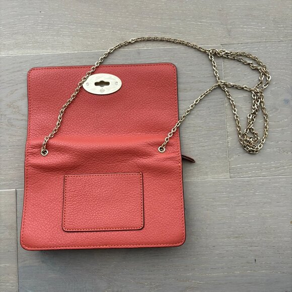 BNWT Mulberry Bayswater Clutch Wallet on Chain in Burnt Peach - Picture 7 of 8